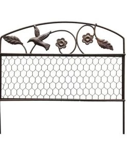 Enchanted Garden™ 1'4"H X 1'6"W Bird & Leaf Steel Garden Border Fence