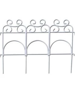 Enchanted Garden™ 1'2"H X 7.5'W Ornate Steel White Garden Border Fence