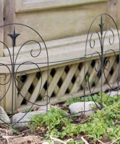 Enchanted Garden™ 1'6"H X 8'W Romantic Steel Black Garden Border Fence