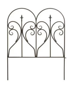 Enchanted Garden™ 2'7"H X 2'W Heart And Finial Steel Black Garden Border Fence
