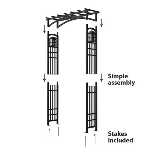 Enchanted Garden 52"W X 78"H Black Mission Arbor 5 Enchanted Garden 52"W X 78"H Black Mission Arbor - Image 3