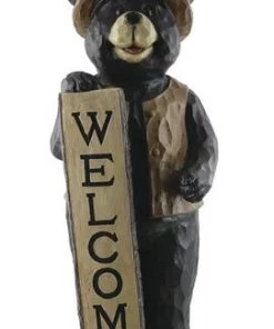 Enchanted Garden™ 40" Standing Bear Statue With Welcome Sign