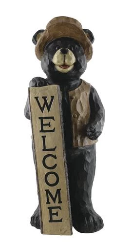 Enchanted Garden™ 40" Standing Bear Statue With Welcome Sign 3 Enchanted Garden™ 40" Standing Bear Statue With Welcome Sign