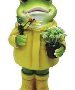 Enchanted Garden™ 18.1" Waterboots Frog Statue With Succulent