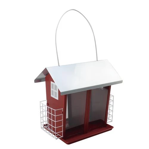 Enchanted Garden® Red Barn Seed And Suet Bird Feeder 3 Enchanted Garden® Red Barn Seed And Suet Bird Feeder
