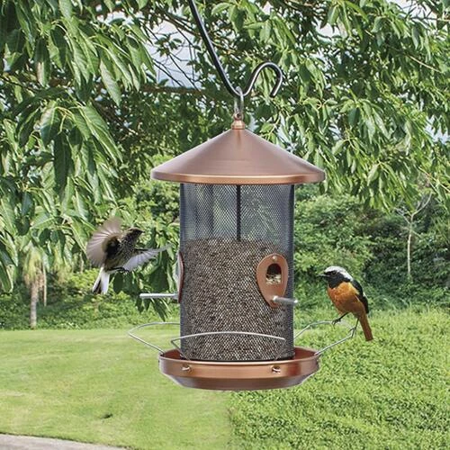 Enchanted Garden® Copper Finish Tube Bird Feeder 4 Enchanted Garden® Copper Finish Tube Bird Feeder - Image 2