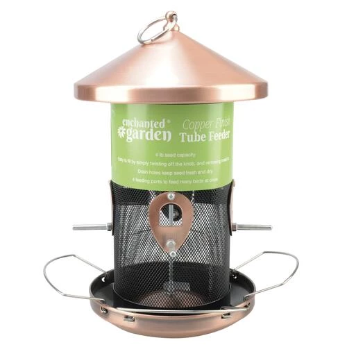 Enchanted Garden® Copper Finish Tube Bird Feeder 5 Enchanted Garden® Copper Finish Tube Bird Feeder - Image 3