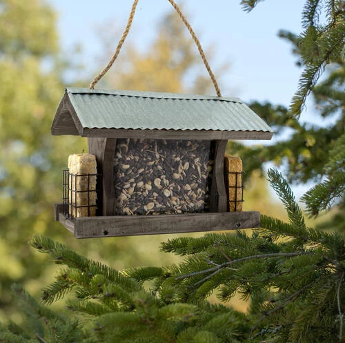 Enchanted Garden® Rustic Farmhouse Ranch Bird Feeder With Suet Cages 4 Enchanted Garden® Rustic Farmhouse Ranch Bird Feeder With Suet Cages - Image 2