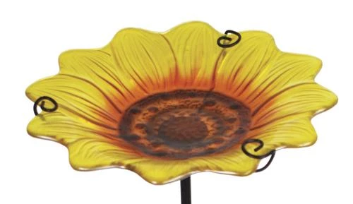 Enchanted Garden™ 11" Glass Sunflower Bird Bath 7 Enchanted Garden™ 11" Glass Sunflower Bird Bath - Image 5