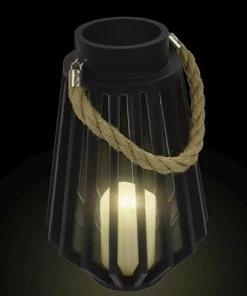 Enchanted Garden™ 13.5" Black Wooden LED Lantern -Enchanted Garden Sale 277 5817 lit