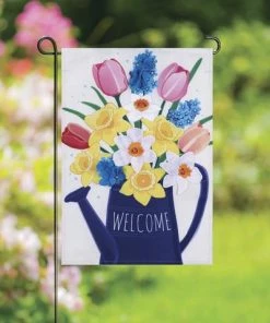 Enchanted Garden™ 12.5" X 18" Applique Flag - Assorted Styles -Enchanted Garden Sale 2773273 Spring Flower Watering Can scenic APPLIQUE flag