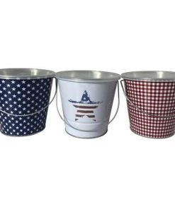 Enchanted Garden™ Metal Bucket Patriotic Citronella Candle - Assorted Colors