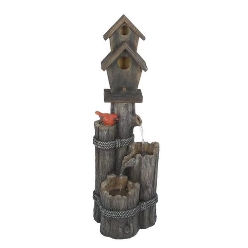 Enchanted Garden™ 33" Tiered Bird House Outdoor Water Fountain 3 Enchanted Garden™ 33" Tiered Bird House Outdoor Water Fountain