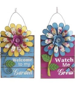Enchanted Garden™ 16" Wood & Metal Flower Outdoor Wall Art - Assorted Styles