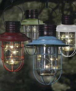 Enchanted Garden™ 14" Metal & Glass Solar LED Lantern - Assorted Colors -Enchanted Garden Sale 2774483 13358 darkscene 1800px