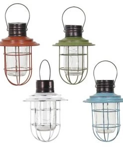 Enchanted Garden™ 14" Metal & Glass Solar LED Lantern - Assorted Colors