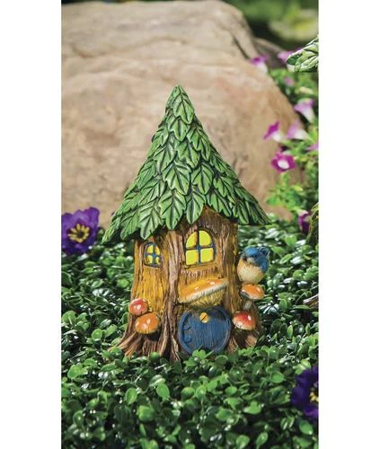 Enchanted Garden™ 9.8" Polystone Lighted Fairy House Statue - Assorted Styles 5 Enchanted Garden™ 9.8" Polystone Lighted Fairy House Statue - Assorted Styles - Image 3