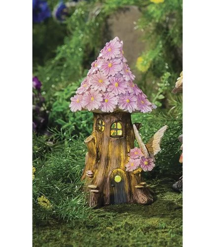 Enchanted Garden™ 9.8" Polystone Lighted Fairy House Statue - Assorted Styles 4 Enchanted Garden™ 9.8" Polystone Lighted Fairy House Statue - Assorted Styles - Image 2