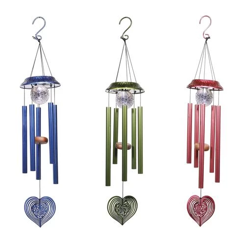 Enchanted Garden® 35" Solar Heart Wind Chime - Assorted Colors 3 Enchanted Garden® 35" Solar Heart Wind Chime - Assorted Colors