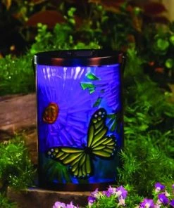 Enchanted Garden™ 14.75" Glass & Metal Solar LED Lantern - Assorted Styles -Enchanted Garden Sale 2774730 scene