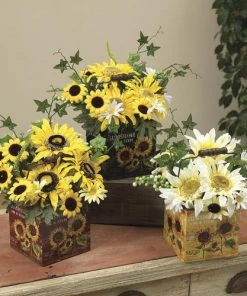 Enchanted Garden™ 10" Artificial Daisies & Sunflowers With Metal Container - Assorted Styles