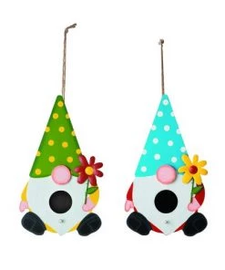 Enchanted Garden 12" Wooden Gnome Bird House - Assorted Styles