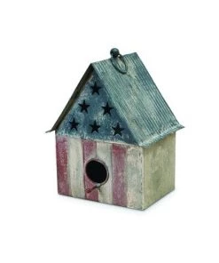 Enchanted Garden® 10.4" Patriotic Antique Metal Bird House
