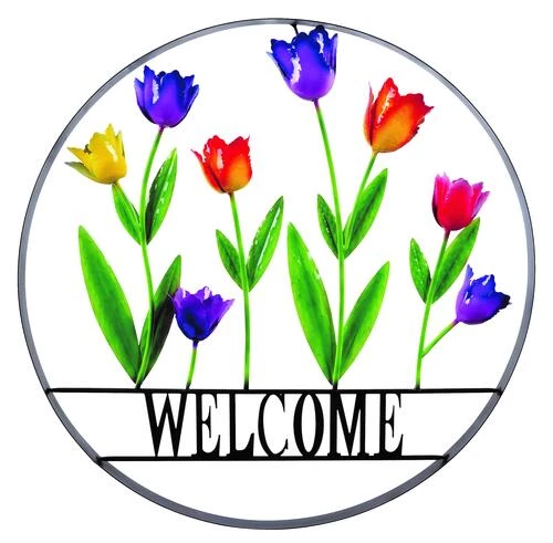 Enchanted Garden™ 29" Tulip Welcome Wheel Outdoor Wall Art 3 Enchanted Garden™ 29" Tulip Welcome Wheel Outdoor Wall Art