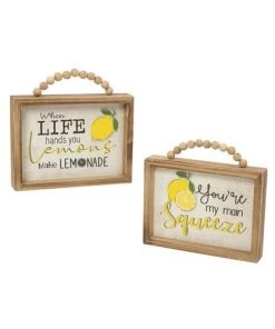 Enchanted Garden™ 8" Wood Lemon Block Outdoor Wall Art - Assorted Styles