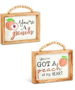 Enchanted Garden™ 8" Wood Peach Block Outdoor Wall Art - Assorted Styles