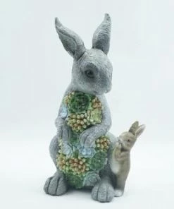 Enchanted Garden™ 12.8" Resin Succulent Rabbit Statue