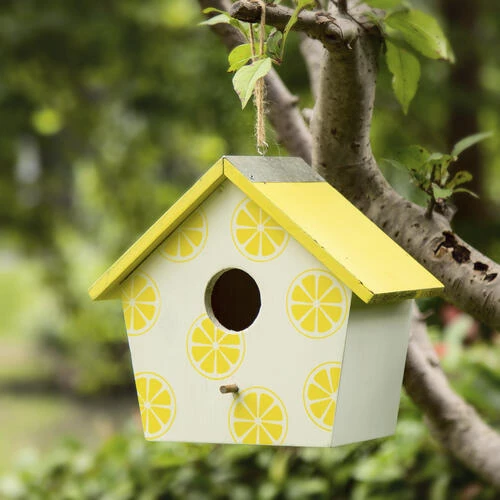 Enchanted Garden® 7.8" Wooden Lemon Bird House 5 Enchanted Garden® 7.8" Wooden Lemon Bird House - Image 3