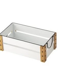 Enchanted Garden™ 12.6" White Metal Enamel Crate