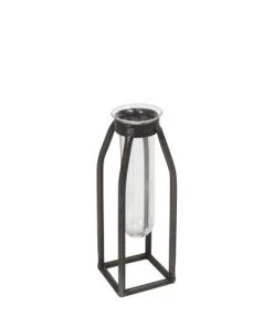 Enchanted Garden™ 8.1" Metal Frame With Glass Flower Vase