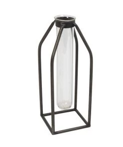 Enchanted Garden™ 11.8" Metal Frame With Glass Flower Vase