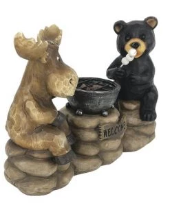 Enchanted Garden™ 8.4" Resin Solar Moose & Bear Statue -Enchanted Garden Sale 2775494 P LS