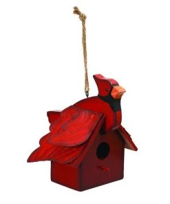 Enchanted Garden® 5.3" Wood & Metal Red Birdhouse