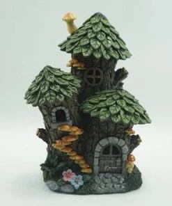 Enchanted Garden™ 12" Resin Solar Tree House Statue