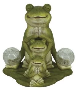 Enchanted Garden™ 11.4" Solar Frog Trio Statue