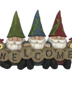 Enchanted Garden™ 10.6" Resin Solar Welcome Gnome Trio