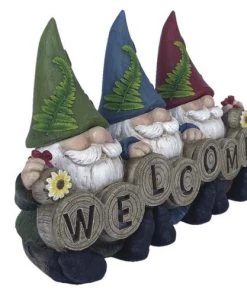 Enchanted Garden™ 10.6" Resin Solar Welcome Gnome Trio -Enchanted Garden Sale 2775523 P LS