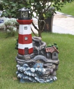 Enchanted Garden™ 20.3" Tiered Solar Lighthouse Outdoor Water Fountain -Enchanted Garden Sale 2775544 2 1800x1800CMYK