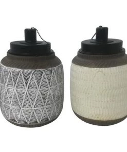 Enchanted Garden™ 8" Geometric Cement Tabletop Patio Torch - Assorted Styles