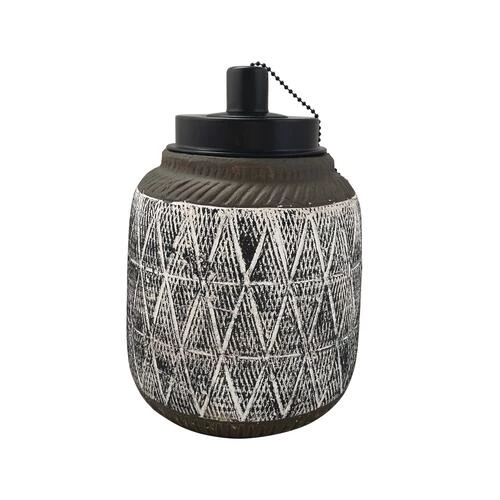 Enchanted Garden™ 8" Geometric Cement Tabletop Patio Torch - Assorted Styles 6 Enchanted Garden™ 8" Geometric Cement Tabletop Patio Torch - Assorted Styles - Image 4