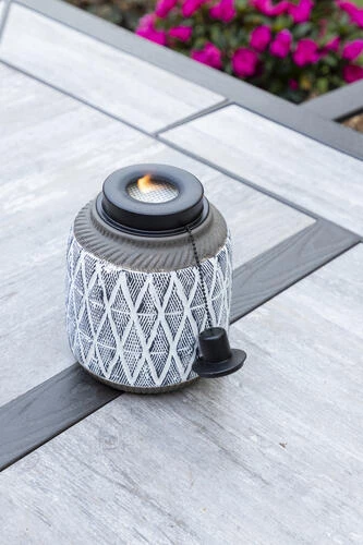 Enchanted Garden™ 8" Geometric Cement Tabletop Patio Torch - Assorted Styles 4 Enchanted Garden™ 8" Geometric Cement Tabletop Patio Torch - Assorted Styles - Image 2