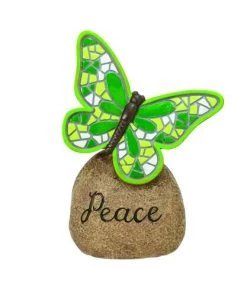 Enchanted Garden™ 5.91" Resin Green Butterfly Message Stone