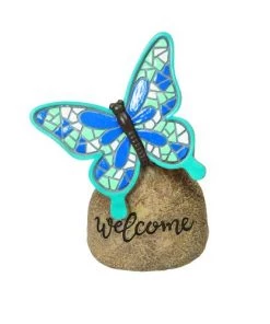 Enchanted Garden™ 5.91" Resin Blue Butterfly Message Stone
