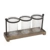 Enchanted Garden™ 12.2" Wood & Metal Base With 3 Glass Vases -Enchanted Garden Sale 2775652