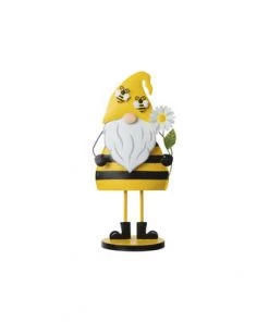 Enchanted Garden 10" Metal Striped Body Bee Gnome