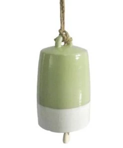 Enchanted Garden™ 7.87" Green Ceramic Bell Wind Chime